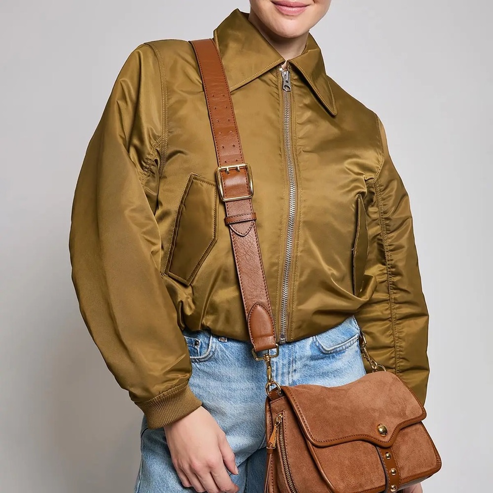Aimee Kestenberg Chestnut Suede Flap Crossbody Bag